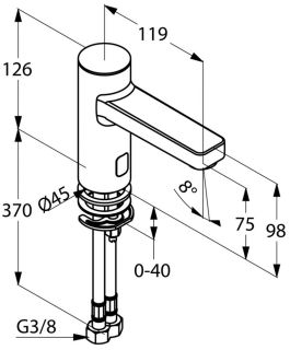 Электронный смеситель для раковины Kludi Zenta с предварительной установкой температуры хром 3820205