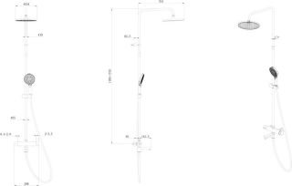 Душевая стойка Kerama Marazzi Fonte FO.202.KM.CR на три потока с поворотным изливом и механическим смесителем хром