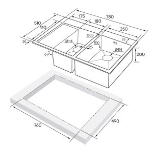 Мойка кухонная Paulmark Kroner PM227851-BSR правая брашированная нержавеющая сталь