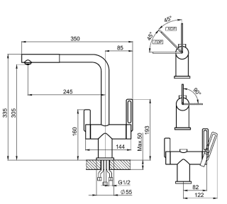 Смеситель для кухни Granula 8170, ТУРМАЛИН Турмалин