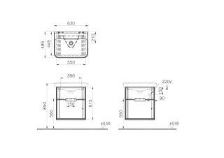 Тумба с раковиной VitrA Sento 60834  65 см