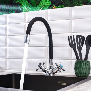 Смеситель для кухни BOOU BA5318-1F-E352A-B702 хром/чёрный