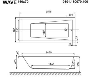 Гидромассажная ванна Whitecross Wave 0101.160070.100.SOFT.BR 160x70см Soft бронза