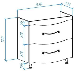 Тумба под раковину Bellezza Сесилия 85см капучино 00000007090