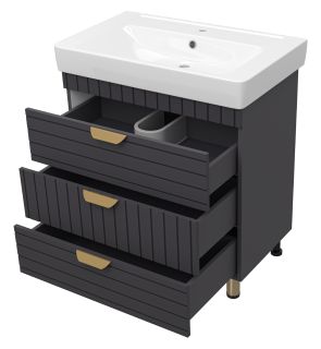 Напольная тумба под раковину Brevita Gloster GLOS-08060-48-2 80см графит