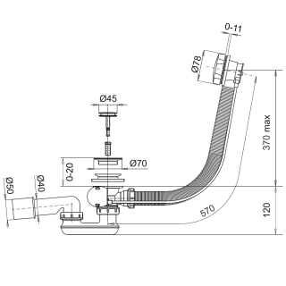 Слив-перелив WHITECROSS SPWC60BL 60 см чёрный матовый