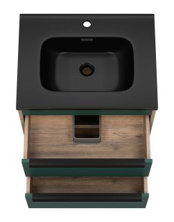 Подвесная тумба под раковину Brevita Greenwood GRE-09060-0802Я 60см зелёный/дуб Галифакс олово
