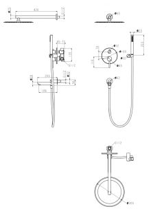 Душевая система скрытого монтажа Grocenberg GB5099BL-1 Чёрный матовый