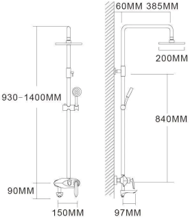 Душевая система Grocenberg GB7001 Черный хром