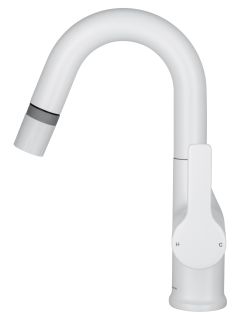 Смеситель для раковины Wonzon & Woghand WW-FE01L212-MW с выдвижным изливом белый матовый