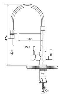 Смеситель для кухни Raglo R81.63.03 с подключением фильтра золотой сатин