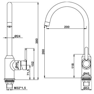 Смеситель для кухни Swedbe Selene Plus K8041M в комплекте с фильтром Аквафор Морион хром