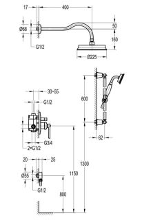 Душевой комплект Swedbe Terracotta Art 2515 бронза
