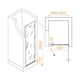 Душевая дверь RGW HO-011 350601106-11 60см хром