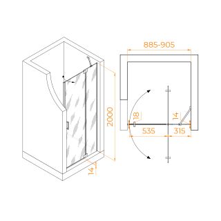 Душевая дверь RGW HO-014Gr 350601409-110 90см серый