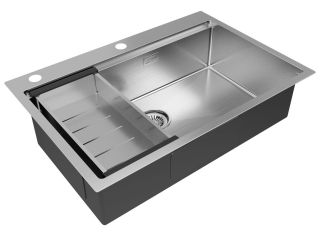 Комплект Paulmark: мойка Vast-Pro 80 и коландер Advance PM707551-BS+A405-BS брашированная нержавеющая сталь