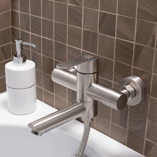 Смеситель для ванны с душем РМС SUS124-009E нержавеющая сталь