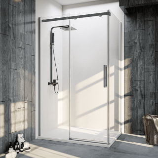 Душевой уголок Veconi Rovigo RV-070GR, 1300х900х1950, брашированный графит, прозрачное стекло