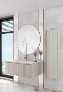 Тумба под раковину Armadi Art Quatro 790-M1-100-CM-RIB-MG 100 см кашемир/золото матовое