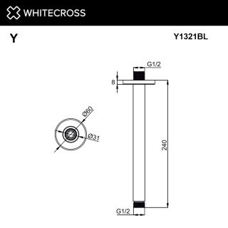 Кронштейн душевой потолочный WHITECROSS Y1321GL золото