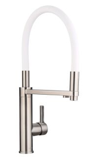 Смеситель для кухни Swedbe Selene Plus 8641 с каналом для подключения фильтра и гибким изливом нержавеющая сталь/белый