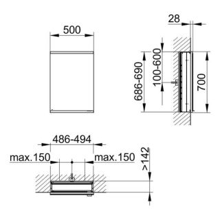 Зеркальный шкаф Keuco Royal Modular 800010050100000 50 см