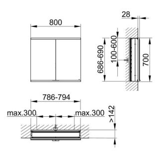 Зеркальный шкаф Keuco Royal Modular 800200080100000 80 см
