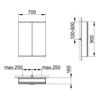 Зеркальный шкаф Keuco Royal Modular 800211071100200 70 см