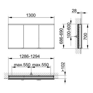 Зеркальный шкаф Keuco Royal Modular 800310130000300 130 см