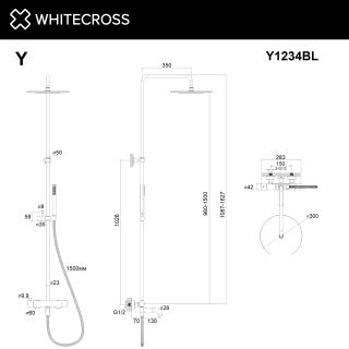 Душевая стойка термостатическая WHITECROSS Y Y1234GM оружейная сталь