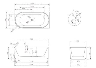 Акриловая ванна ABBER AB9438-1.7 R правая 170x80см белый