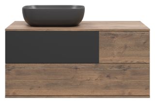 Подвесная тумба под раковину Misty Коломбо 100см левая дуб Галифакс/антрацит
