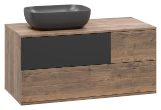 Подвесная тумба под раковину Misty Коломбо 100см левая дуб Галифакс/антрацит