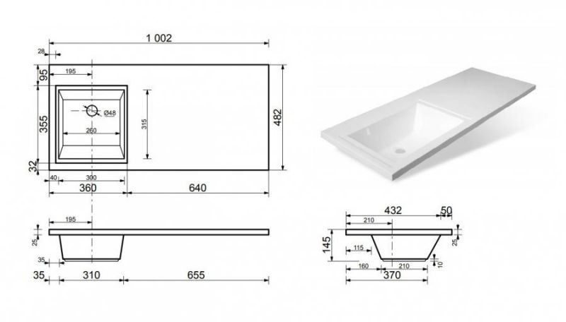 Раковина для мебели Style Estetus Даллас СС-00002390 левая 100 см