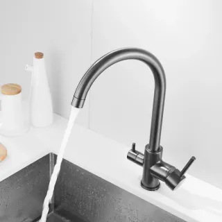 Смеситель для кухни Shevanik S128T с подключением фильтра оружейная сталь