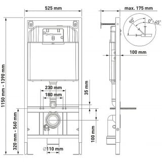 Комплект Berges 4в1 042448: инсталляция NOVUM кнопка L3 хром глянец унитаз Strati Rimless сиденье Strati Slim SO