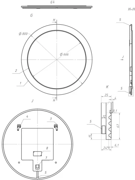 Зеркало La Fenice Terra FNC-02-TER-G-80 серое матовое 80 см