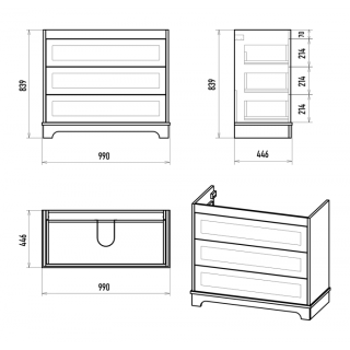 Напольная тумба под раковину Misty Ларго 100 см П-Лар-07100-01-3Я белый