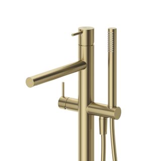 Смеситель напольный для ванны и душа Cezares LEAF-VDP-L-SR золото