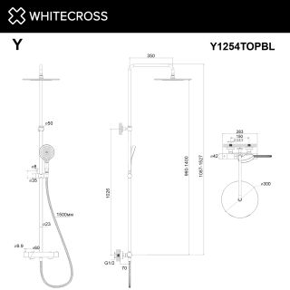 Душевая стойка термостатическая WHITECROSS Y Y1254TOPGLB брашированное золото