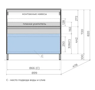 Тумба под раковину напольная Style Line Лима ЛС-00002460 90 см белый матовый