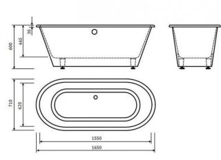 Ванна из искусственного камня AquaStone Лира 165x71см белый