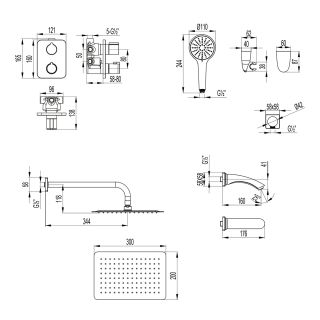 Душевой комплект Lemark Bronx LM3742GM с термостатом графит
