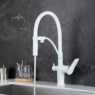 Смеситель для кухни Lemark Bronx LM3761MW с подключением к фильтру с питьевой водой белый