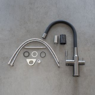 Смеситель для кухни Lemark Expert LM5083GMN-Black с подключением к фильтру с питьевой водой чёрный/графит