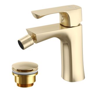 Смеситель для биде Lemark Ursus LM7208BG с донным клапаном брашированное золото