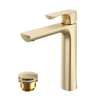 Смеситель для раковины Lemark Ursus LM7209BG с донным клапаном брашированное золото