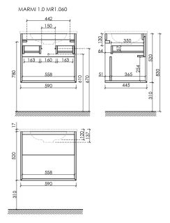 Подвесная тумба под раковину Sancos Marmi 1.0 MR1.060EG 59см дуб галифакс натуральный