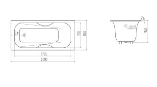 Ванна чугунная Goldman Maхima MX20085 200x85см с ножками