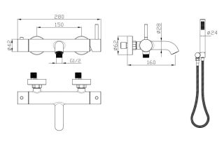 Смеситель для ванны с душем Milacio MCU MCU.350.MB чёрный матовый